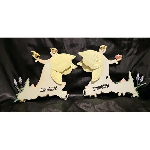 Set Of 2 Flower Fairy Pixie Wall Hangings Garden Angels 10x12” 2005 Art Deco - Picture 10 of 10